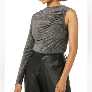 NWT ANDREA PITTER TEREA EMILIANA ONE‎ SHOULDER METTALIC BLOUSE SIZE XXS